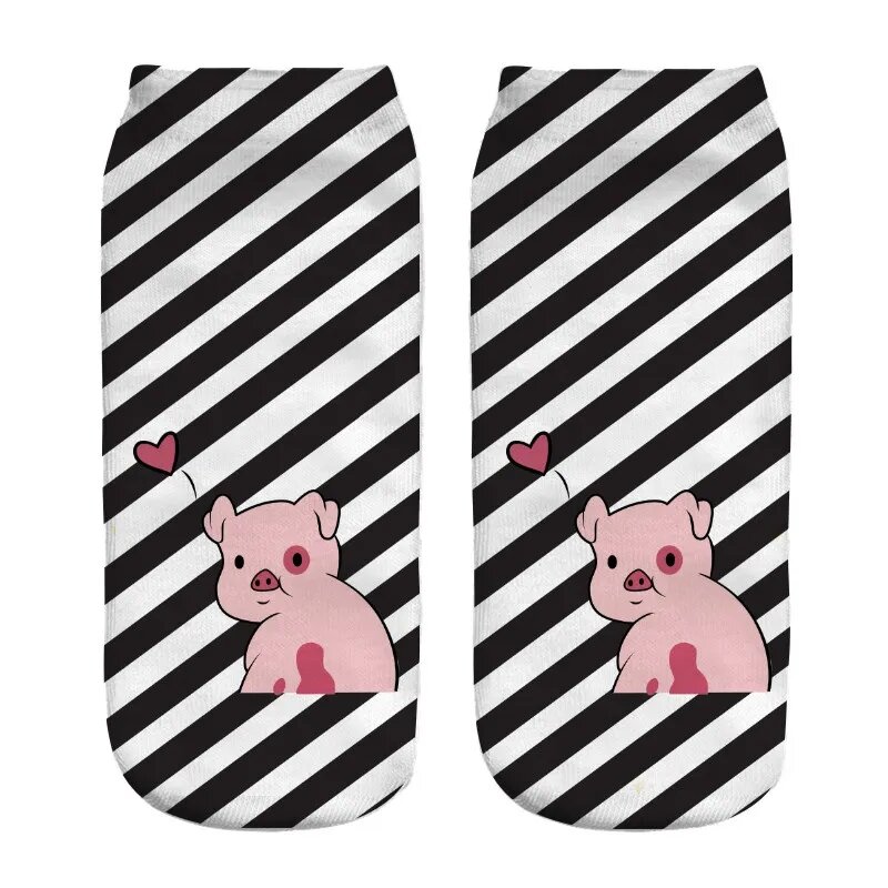 3pairs Animals Printed Ankle Socks Collection Polyester Wholesale Drop Shipping Custom Made EUR Foot Size EUR 32-37