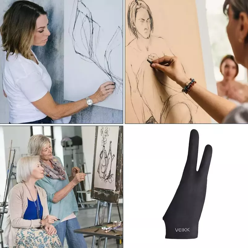 드로잉 및 스케치 내마모성 및 땀 방지 2 손가락 장갑, 우발적 인 터치 방지용 특수 장갑