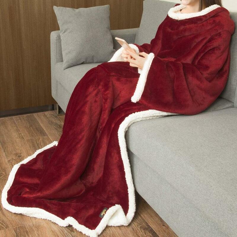 أحمر وأسود منقوشة سميكة أريكة بطانية ، كم مزدوج ، رجل كسول ، غطاء التلفزيون ، الترفيه ، 2024