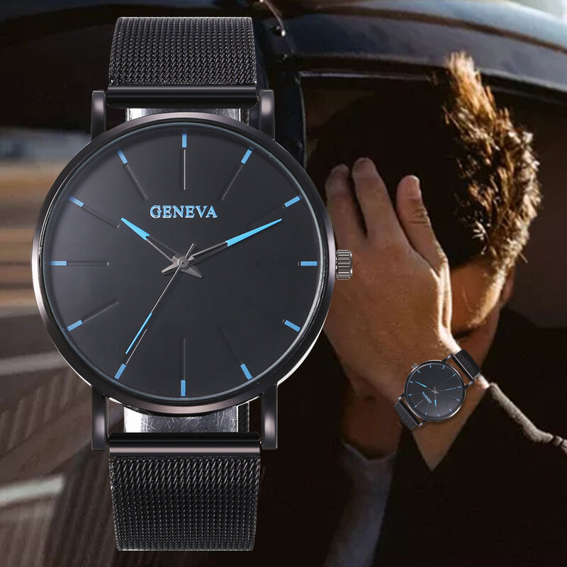 Caballero 2022 minimalista moda para hombres reloj ultrafino Simple hombres de negocios correa de malla de acero inoxidable relojes de cuarzo populares