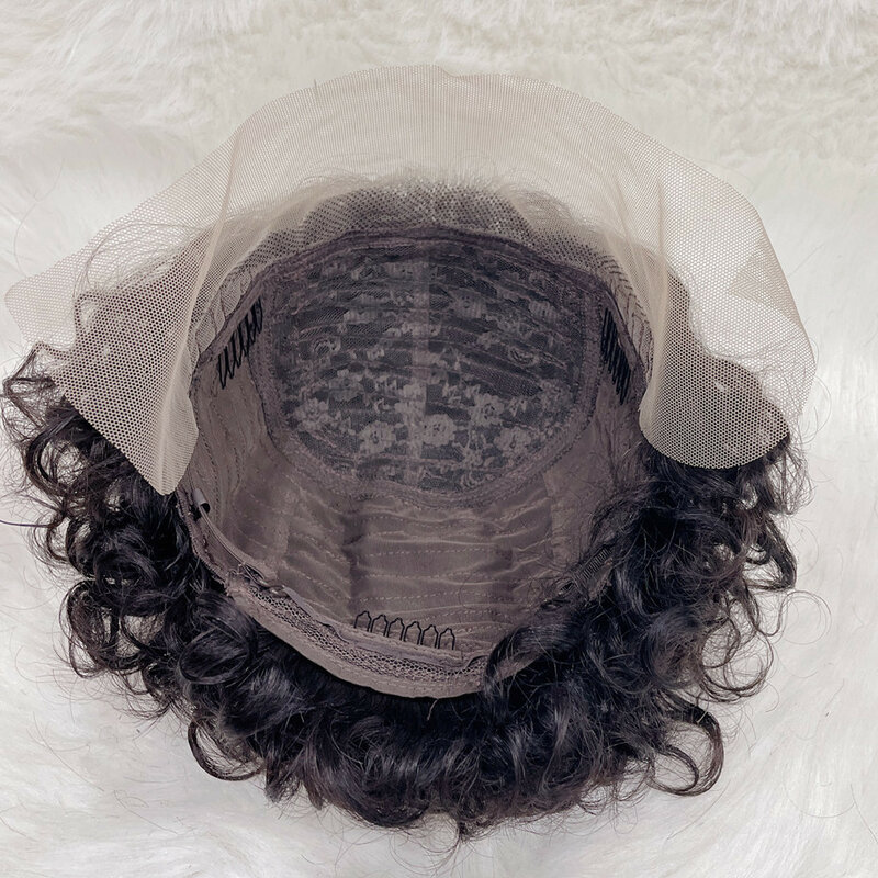 Cexxy pixie corte peruca curto encaracolado perucas de cabelo humano barato peruca de cabelo humano 13x1 peruca de renda transparente para o cabelo humano pré arrancado