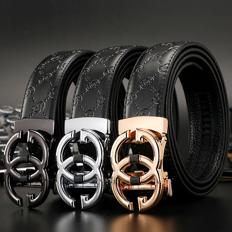 Men Belts Designers Automatic Buckle High Quality Cowskin Genuine Leather Belts for Men Luxury Famous Brand Dress Strap