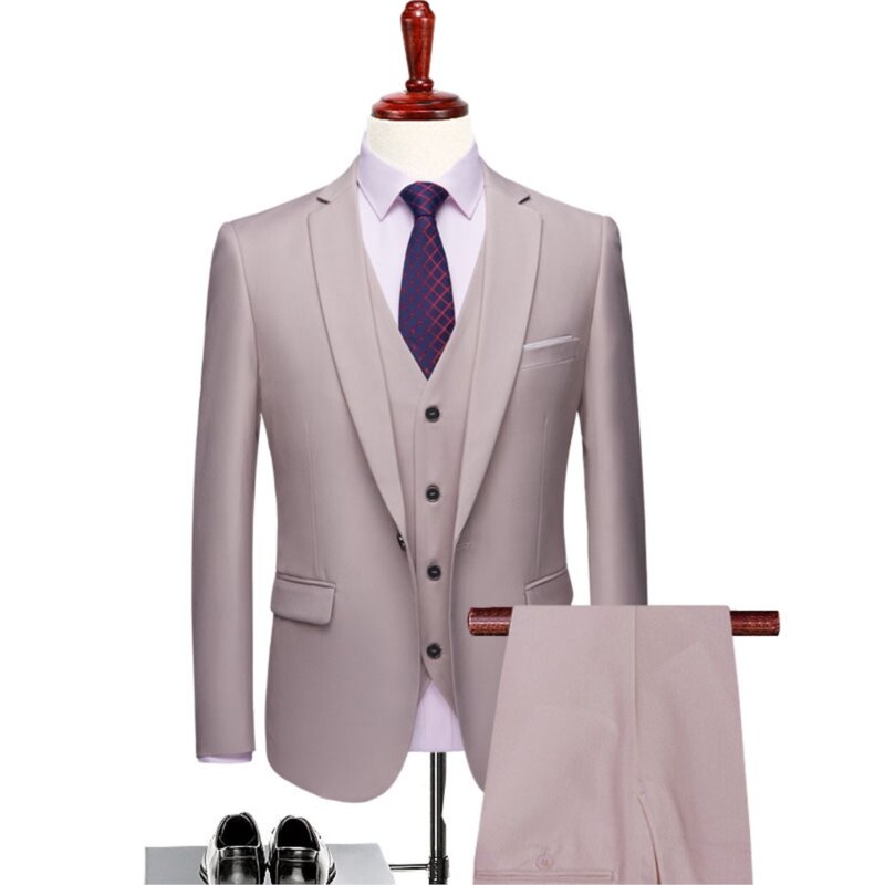 2022 Fashion Men's Casual Business Suit 3 Pieces Set / Male One / Two Button Blazers Trousers Pants Vest Waistcoat