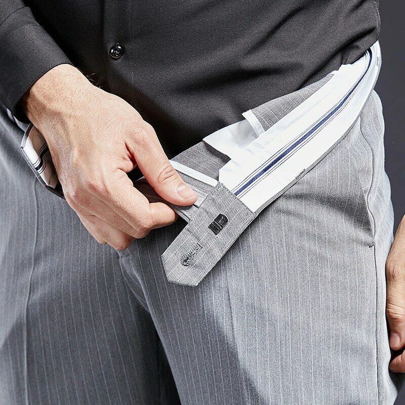 Business casual spodnie męskie spodnie 2022 wiosna nowy pionowy pasek prosta rurka non prasowanie spodnie w średnim wieku