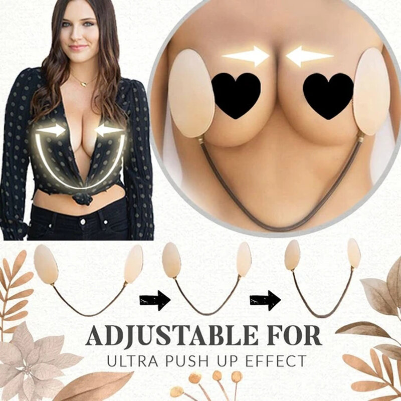 Women Push Up Bra Pad Backless Strapless Frontless Bras for Women Top Nipple Cover Adjustable Silicone Anti-convex Chest Sticker