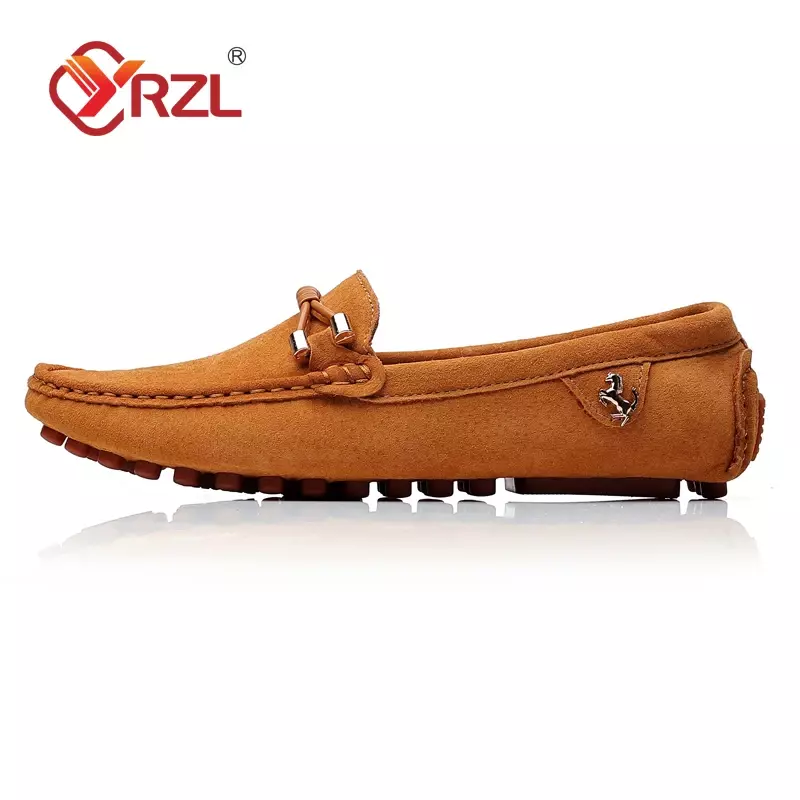 YRZL Loafers Men Size 37-48 New Design Suede Loafers Genuine Leather Slip on Moccasins Men Comfy Green Driving Loafers for Men