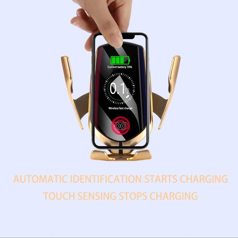 Fast Charging 10W Wireless Car Charger R1 Automatic Clamping Phone Holder Mount in Car Wireless Chargerfor iPhone Huawei Samsung