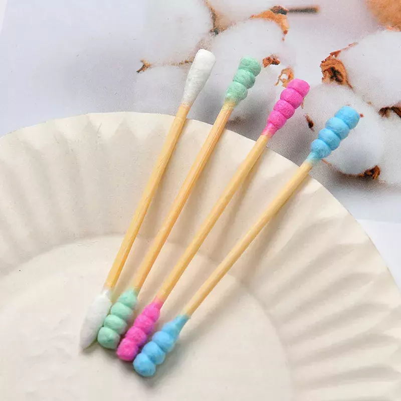 100pcs/bag Double Head Cotton Swabs Women Makeup Disposable Cotton Buds Nose Ears Cleaning Wood Cotton Swabs