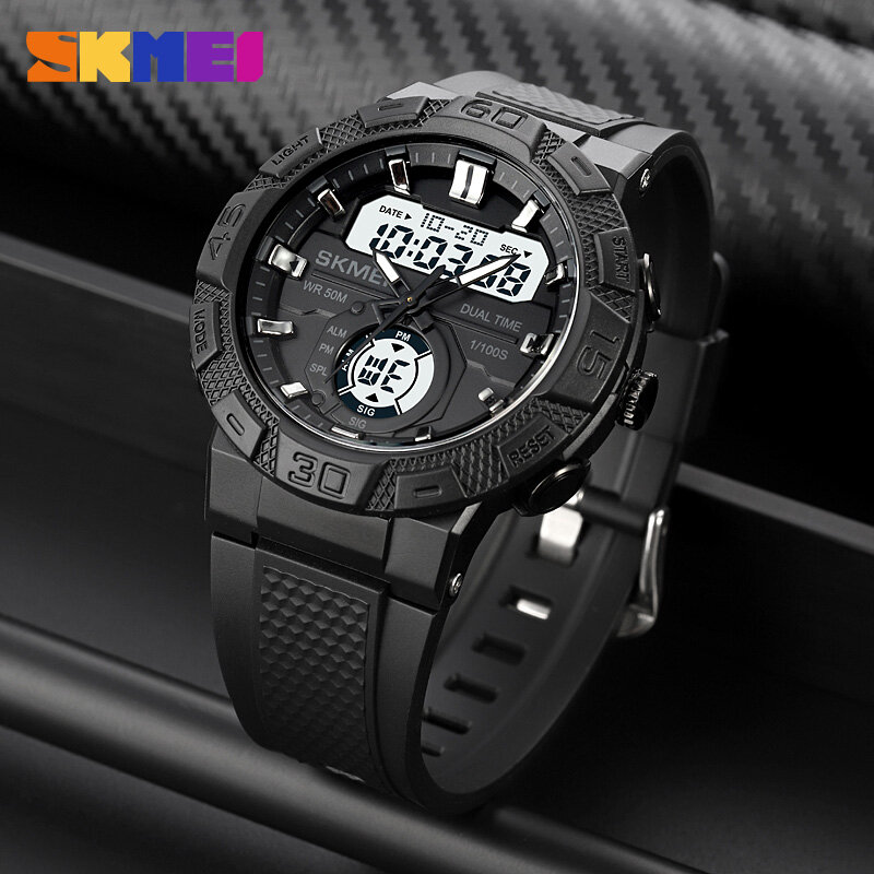 SKMEI Men's Watch Luxury Dual Time Stopwatch Chronograph Fashion Sport Digital Wrist Watches Waterproof Original for Gift