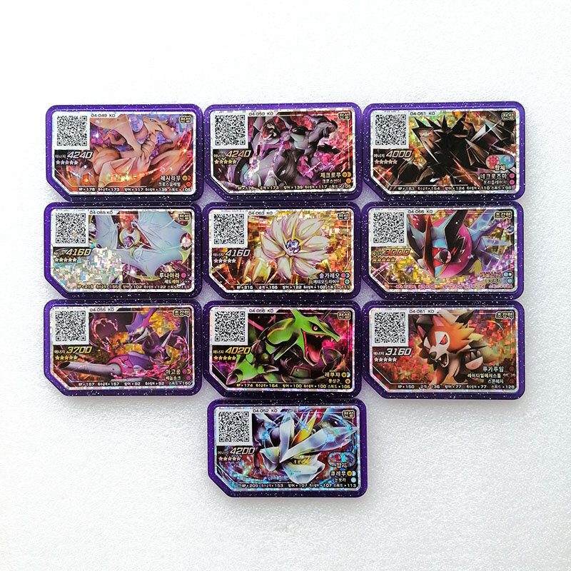 Juego de Arcade Pokemon Gaole versión coreana, colección de tarjetas Flash QR, disco Ga ole, Necrozma, Rayquaza, Lunala, regalo para niños