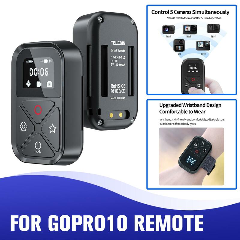 Wireless Remote Control For GoPro Hero10 9 8 With OLED Screen And Color Indicator Waterproof T10 Bluetooth Remote Control