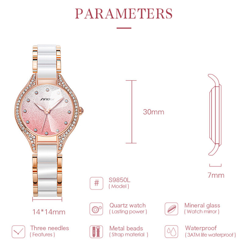 Relógio De Quartzo Senhoras Nova Moda Luxo Marca Diamante Contas De Metal À Prova D' Água Senhoras Relógio De Quartzo Negócios Reloj De Seoras