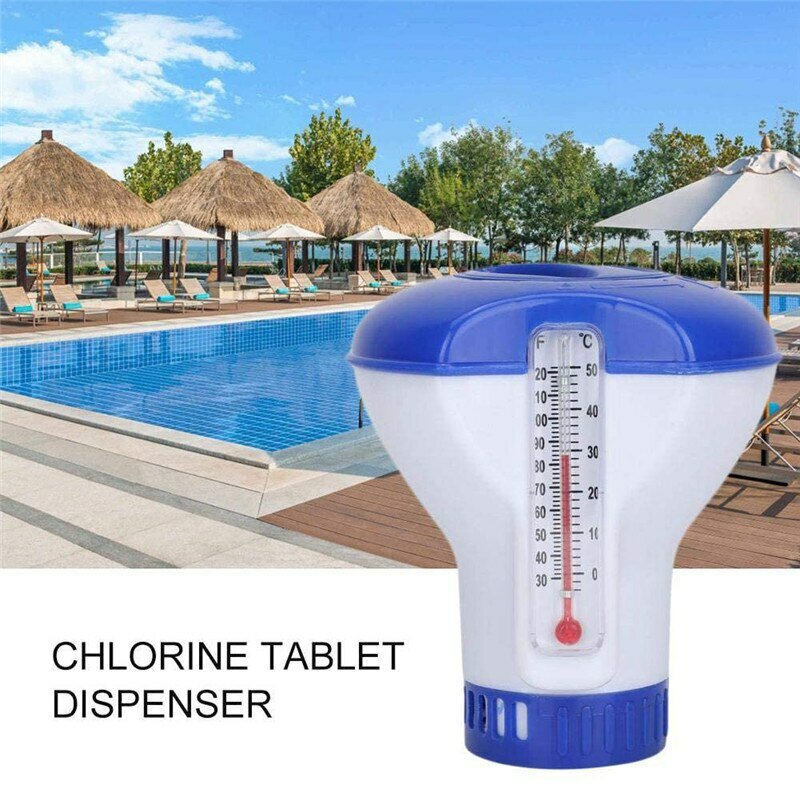 Piscina flutuante dispensador de cloro com termômetro desinfecção aplicador automático bomba piscina acessórios