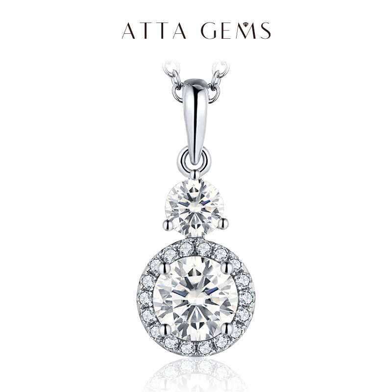 ATTAGEMS Moissanite Round 6.5mm pendenti 1CT D Color Diamond Gemstone collane per le donne autentici gioielli in argento Sterling 925