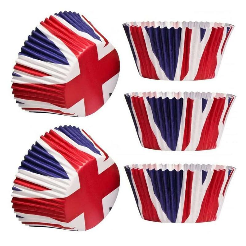 50/100 stücke kreative gebackene Kuchen Tassen britische Flagge Stil DIY Pappbecher Königin Platin Jubiläum Party UK Union Jack Pappbecher