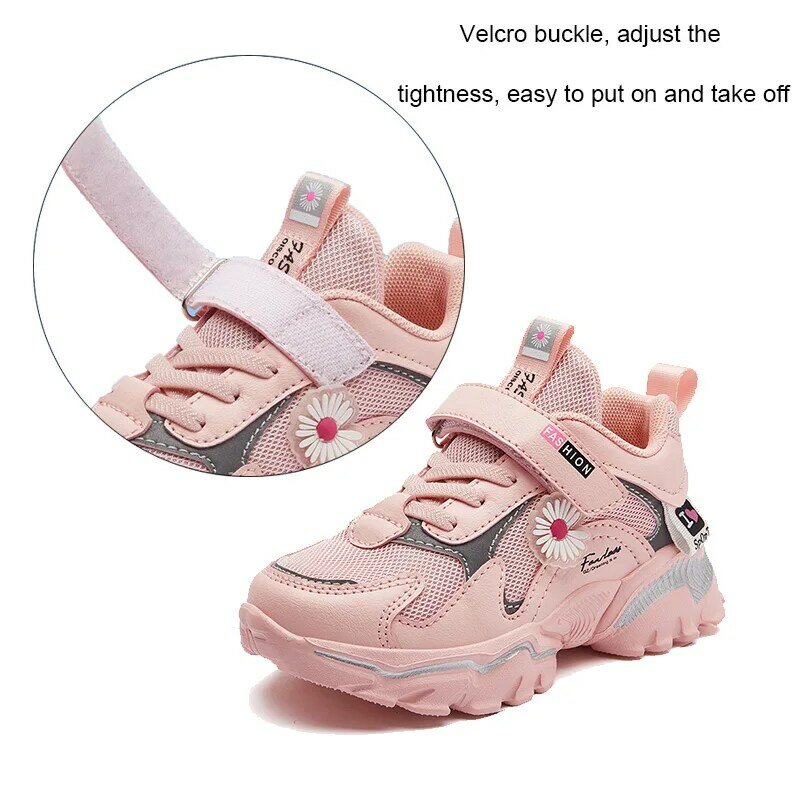 Childrens Sneakers Mesh Breathable Lightweight Girls Casual Shoes Kids Spring Autumn Sneakers Girls Cute Pink Shoes