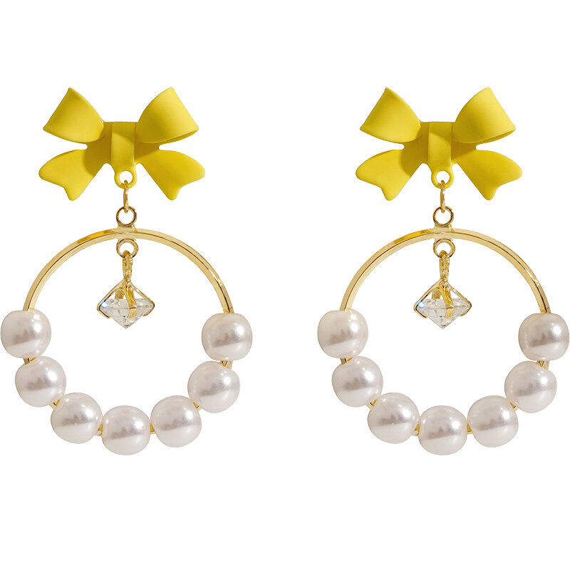 밝은 노란색 나비 귀걸이 여성 틈새 디자인 귀걸이 프랑스 복고풍 고급 귀걸이 절묘한 슈퍼 요정 기질 Earings