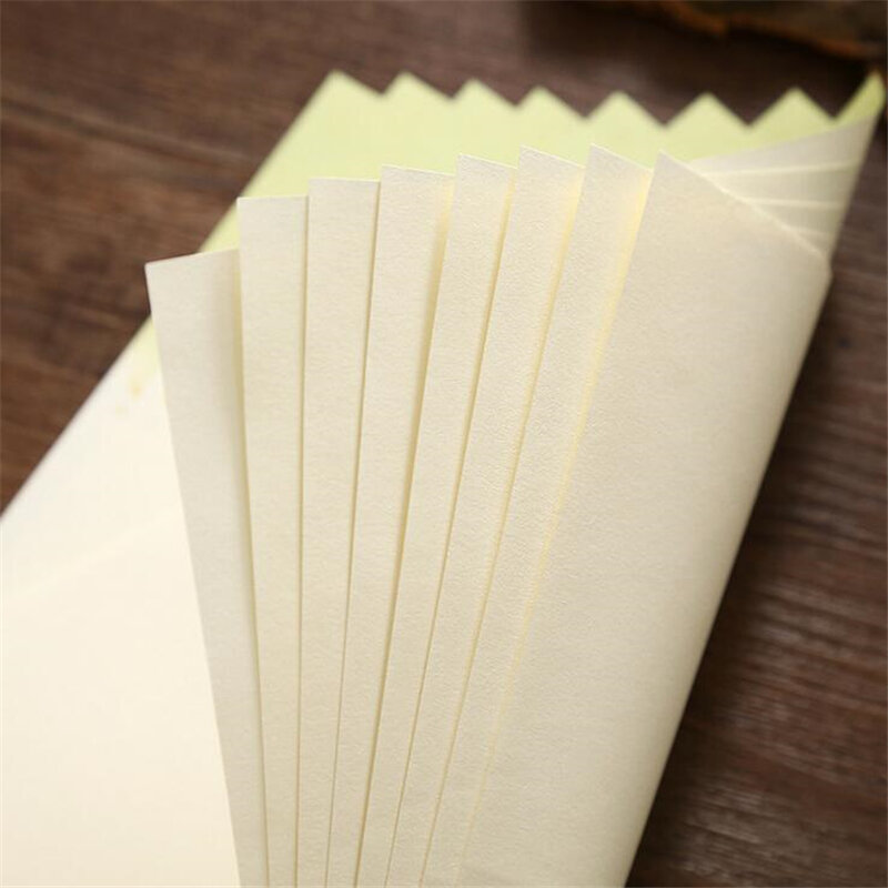 Conjunto de envelope de papel com 6 folhas de papel, envelope com letras, pintura de tinta chinesa, flores de lótus, artesanato, convite de papelaria kawaii