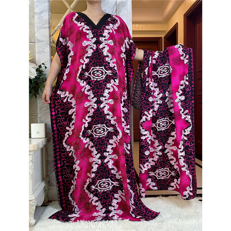 女性の綿のサマードレス,長くて十分な,スカーフ付き,アフリカンダシキ,新しいコレクション2023,yy11