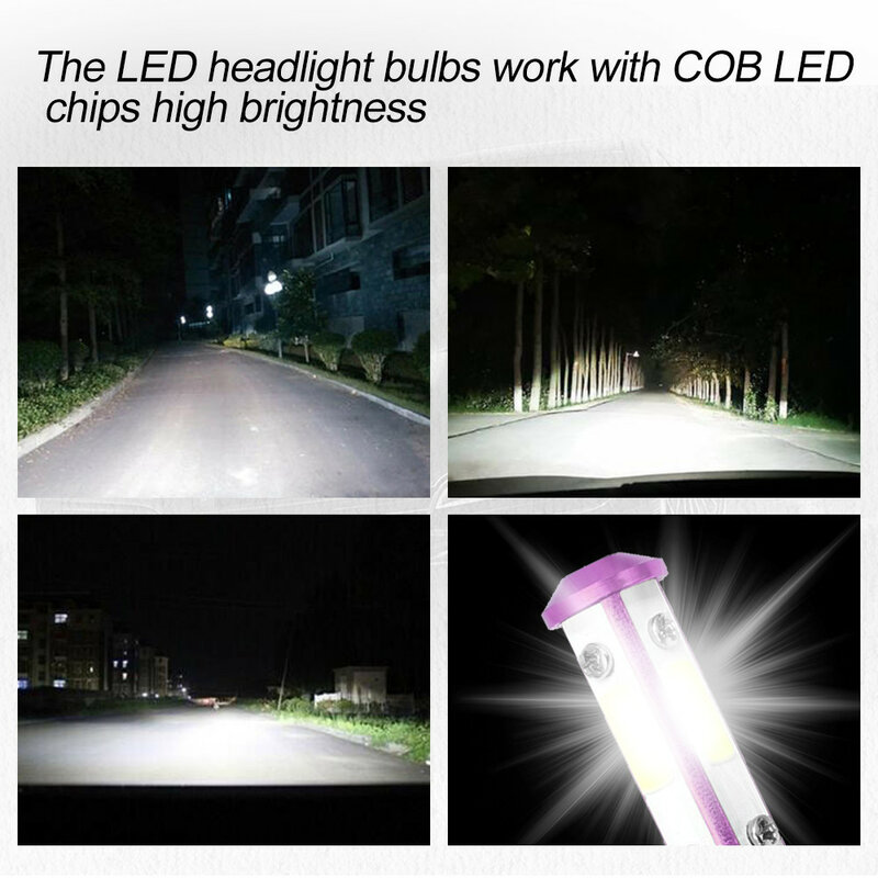 2 pçs h4 led luzes do carro 100w 20000lm 4 lados cob chip led h7 lâmpadas de carro led h11 h4 h13 9005 9006 9007 5202 9012 farol do carro lâmpada