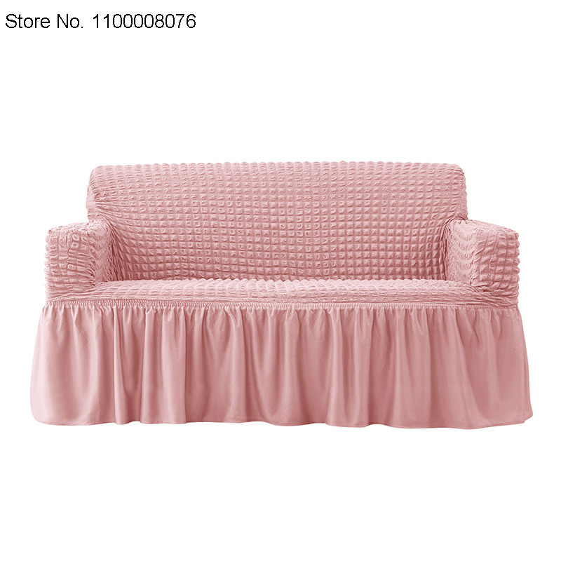 1/2/3/4 Seater Bubble Plaid With Skirt Dining Sofa Cover Elastic Sofa Slipcover Stretch Sofa Covers Universal Size Sofa Cover