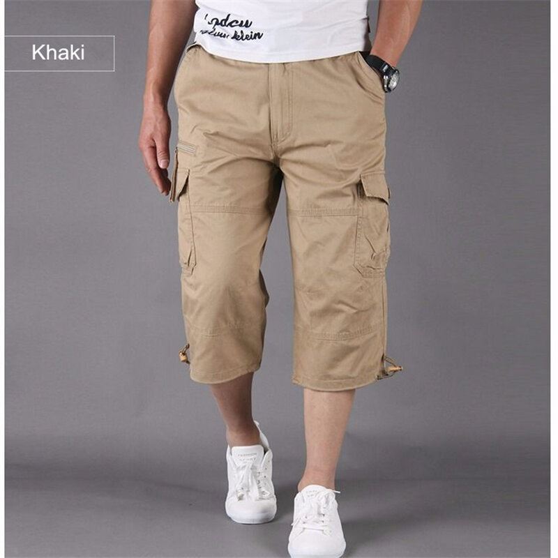 New Cargo Shorts Pants Men's Cotton 3/4 Long Trousers Men 2022 Summer Fashion Allmatch Shorts Sports Casual Cargo Pants