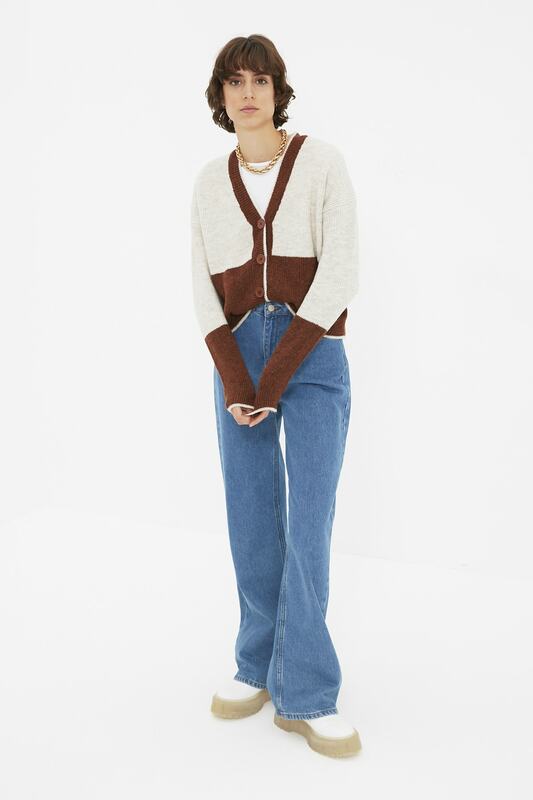 Trendyol – Cardigan en tricot, bloc de couleurs, pour femmes