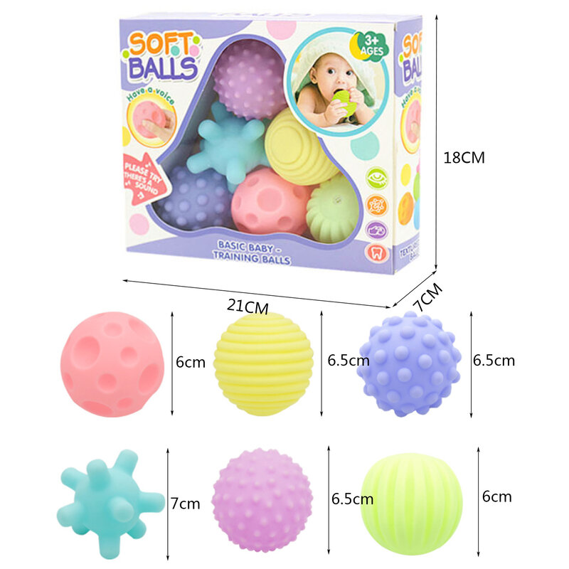 Baby Bath Toys Infant Toy Sensory Balls Set Hand Touch Grasp Massage Ball Infant Tactile Senses Development Toy for Babies 0 36M