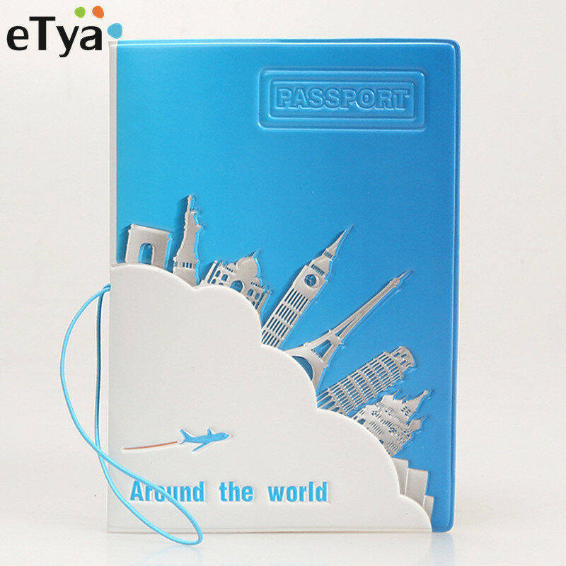 ETya – housse de passeport de voyage en cuir PVC pour femmes et hommes, porte-monnaie de crédit, porte-monnaie, cadeau pour étudiants et enfants