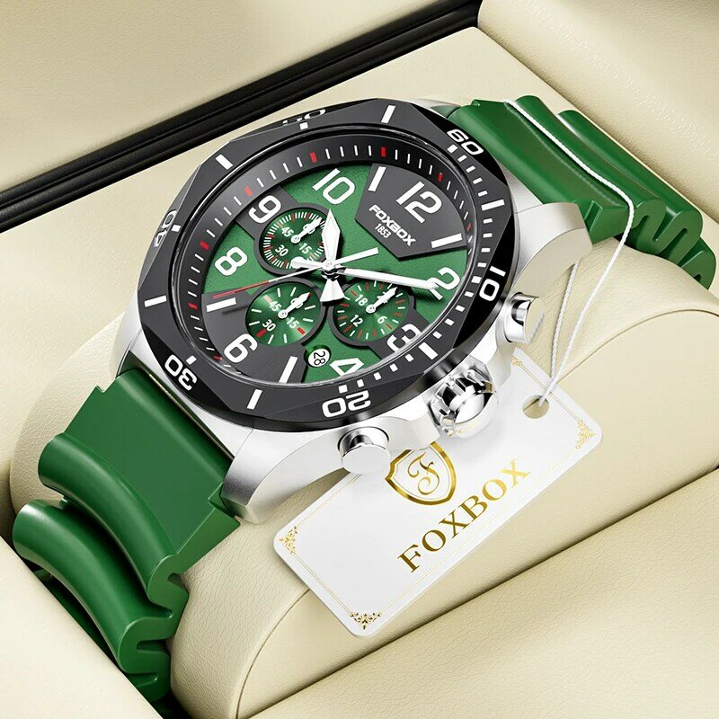 새로운 LIGE 남성용 군사 시계 럭셔리 스포츠 실리콘 손목 시계, 방수 쿼츠 큰 시계 남성 시계