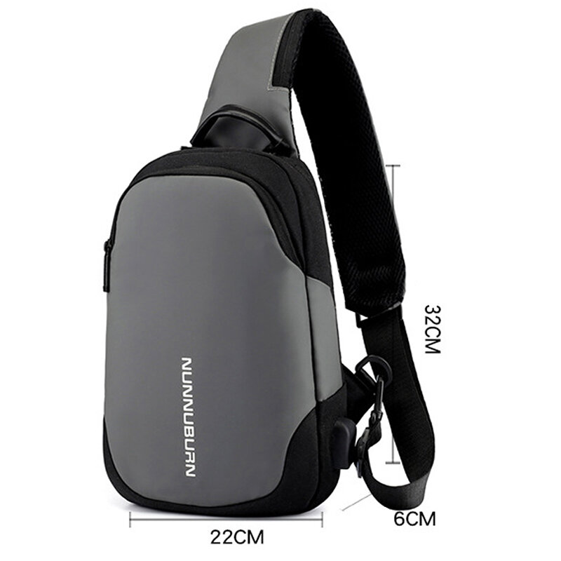SUUTOOP Men Multifunction Shoulder Bag USB Charging Crossbody Bag Travel Sling Bag Sports Pack Messenger Pack Chest Bag For Male