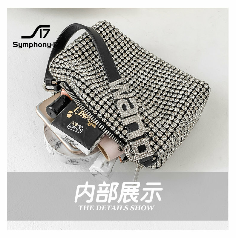 Popular AW Wang Rhinestone Handbag 2022 new trendy diamonds bag crossbody bag shining party clutch luxury brand design