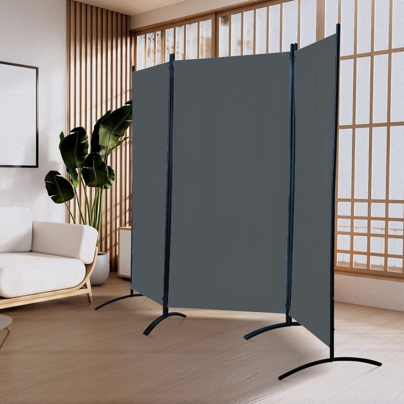 Room Dividers and Folding Privacy Screens, Partition Room Dividers Wall for Separation, Home, Studio (3 Panels, Grey)