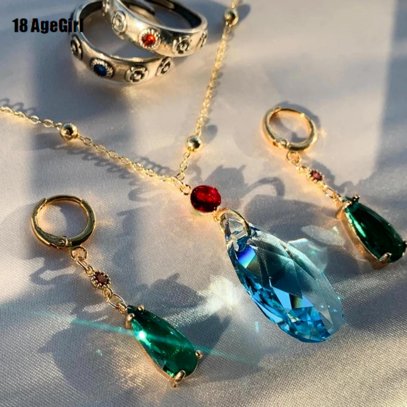 Ожерелье, вдохновленное движущимся замком Howls, ожерелье Hauru, ожерелье с голубым австрийским кристаллом, аниме косплей ожерелье, аниме ювелир...