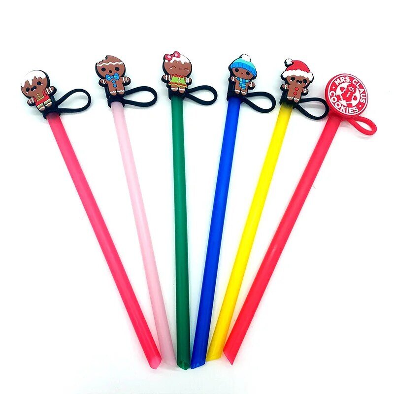 20PCS PVC Straw Plastic Toppers Cute Cartoon Disposable Straw Charms for Drink Reusable Straw Cover Accessories Wedding Souvenir