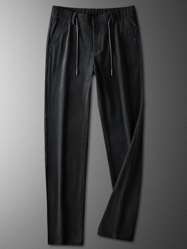 Pantalon décontracté en velours côtelé pour homme, vêtement Long et droit avec cordon de serrage, taille élastique, tendance, automne 2022
