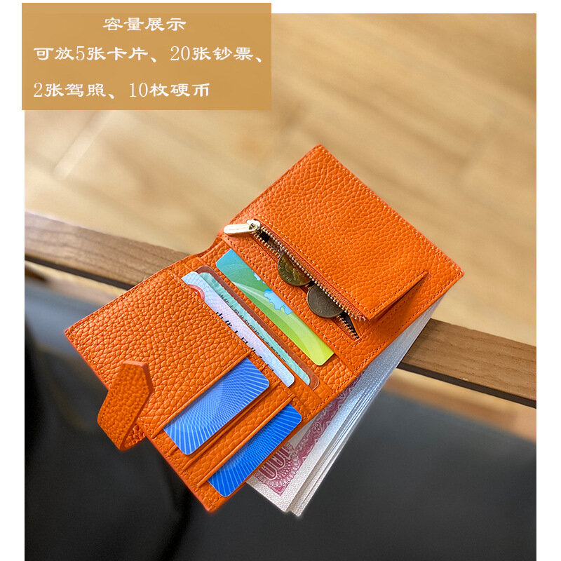 New fashion leather ladies wallets luxury long buckle lychee pattern coin purse women's solid color new long and short wallets