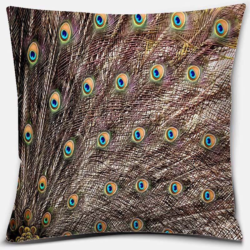Funda de almohada de plumas de pavo real, funda de almohada decorativa con patrón de serie de plumas de pavo real, fundas de almohada cuadradas, decoración para el hogar y la Oficina