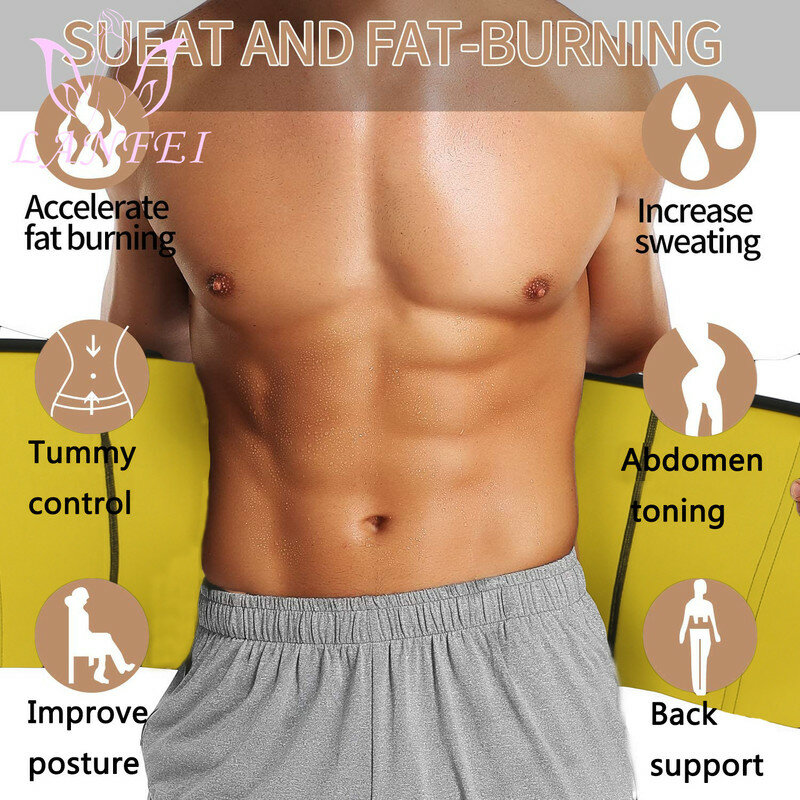 LANFEI-Moldeador de cuerpo de neopreno para hombres, corset quemador de grasa para fitness, deporte, sudor, faja de cintura de entrenamiento, sauna, adelgazante, control de la barriga, correa
