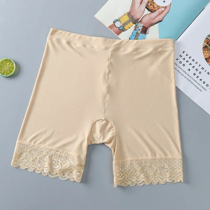 Women's High Waist Stretch Breathable Shorts Briefs Slimming Under Skirt Shorts Female Panties Lace Seamless Safety Short Pants