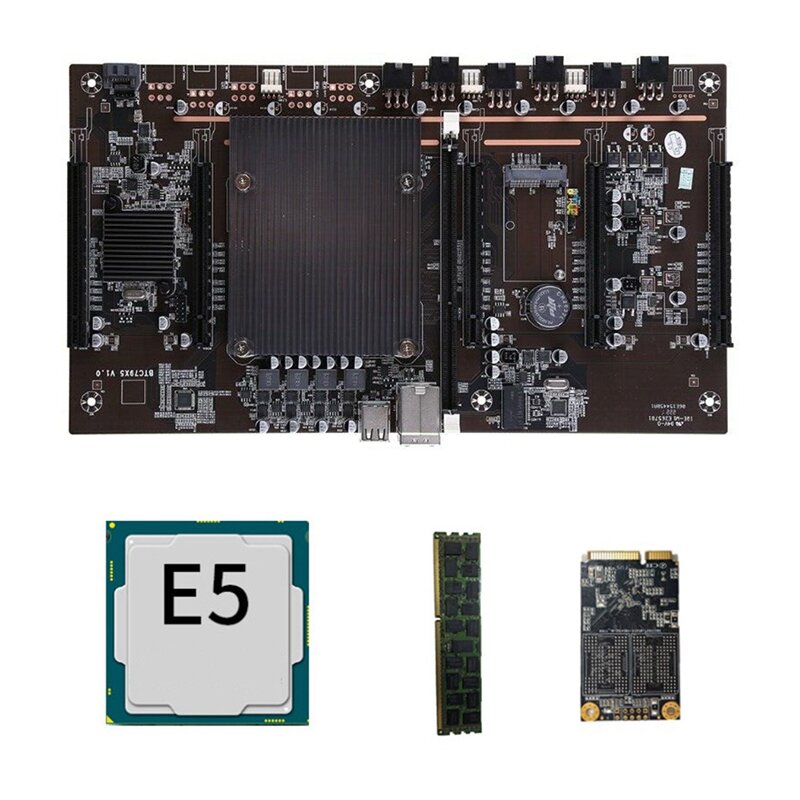 HOT-X79 H61 BTC Bergbau Motherboard Mit E5-2620 2011 CPU + RECC 8G DDR3 Speicher + 120G SSD Unterstützung 3060 3080 Grafikkarte