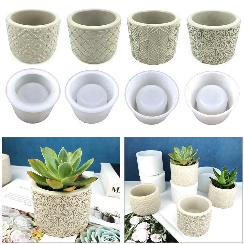 Cylindrical Flower Pot Silicone Mould DIY Cement Flower Pot Epoxy Resin Mould Desktop Decoration Craft Tools Resin Flower Mould
