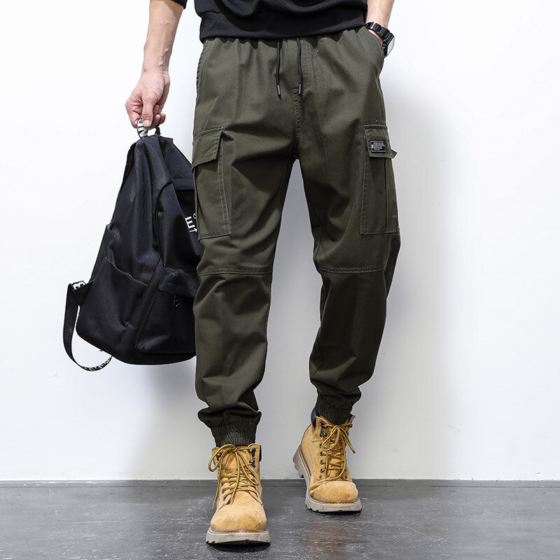 กางเกง Cargo ผู้ชายกลางแจ้งใหม่ Overalls Street Rock ยืดหยุ่นทหาร Camouflage กางเกง Casual กางเกงหลายกระเป๋าทำงานชาย Jogger