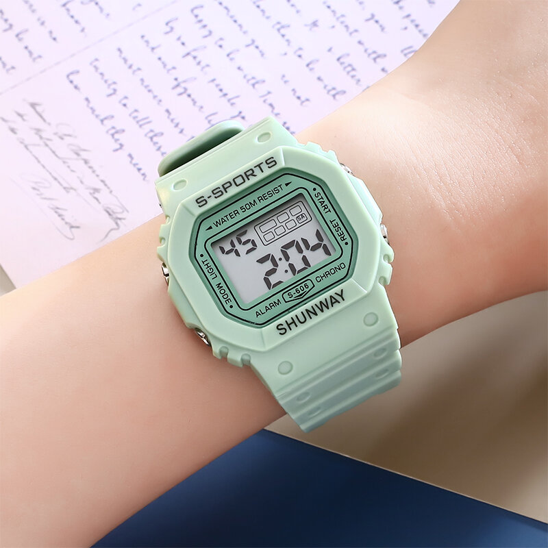 Children's electronic watch waterproof luminous square student electronic watch simple design junior high school student watch