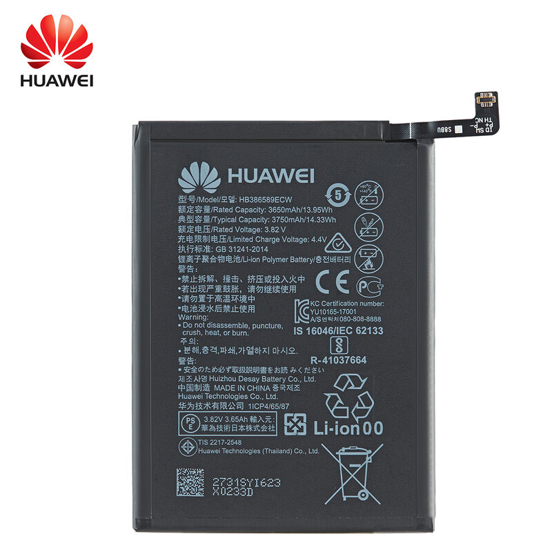 Hua Wei 100% Orginal HB386589ECW 3750mAh Battery For Huawei V10 P10 Plus Honor Play Honor 20S Honor 8X Play  Mate20 Lite +Tools