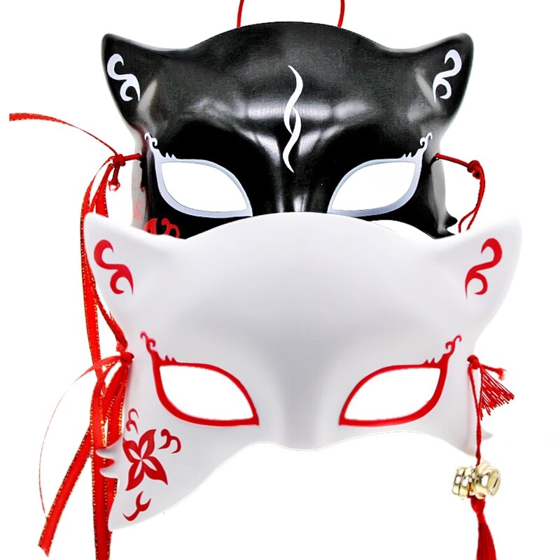 Mxmb anime máscara cosplay máscaras de raposa para adultos piscando máscara de festa máscaras para adultos masquerade pacote cosplay raposa rosto