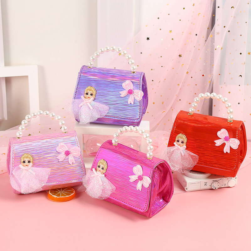 Borse per bambini con paillettes moda borse Mini Crossbod Messenger borse per ragazze con perle farfalla fiore regalo tenuto in mano borse per bambini