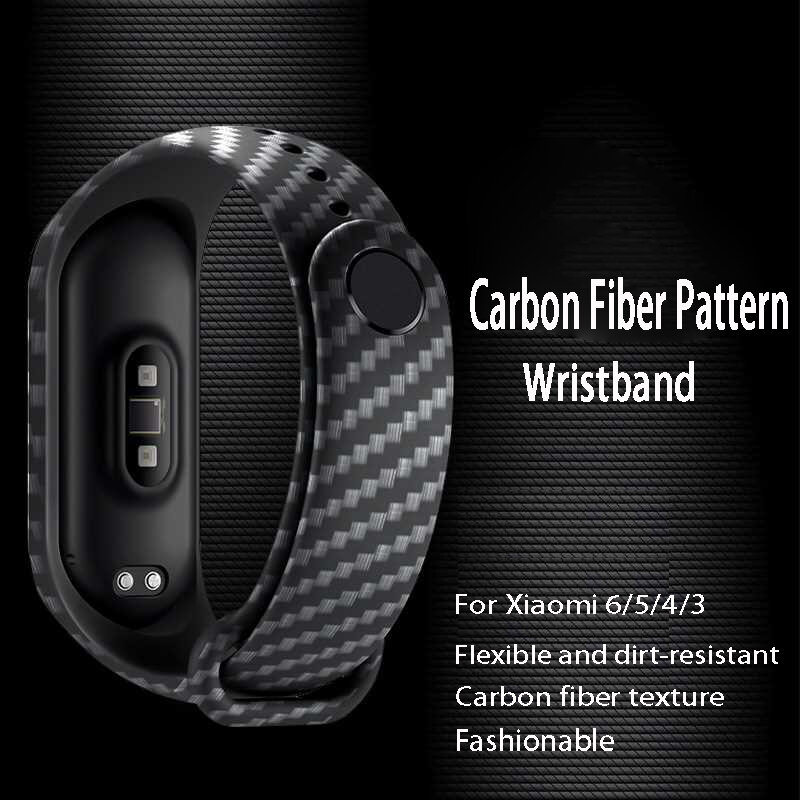 Correa de fibra de carbono para Xiaomi Mi Band 6, 5 y 4, pulsera deportiva de silicona, para Xiaomi mi band 6 y 5