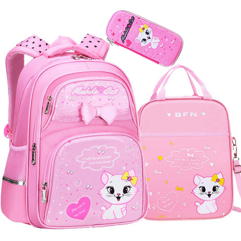 3 Piece Cartoon Cute Princess Backpacks Waterproof Children School Pen Bags Orthopedic Kid Shoulder Bag Girl Bag Teenage Mochila