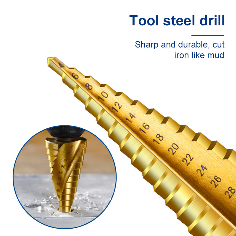 Step Drill Bit And Drill Bit-Milling Cutter 6Pcs/Set.Countersink For Metal/Wood，Drill For Metal Cone 32MM Wood Metal Hole Cutter